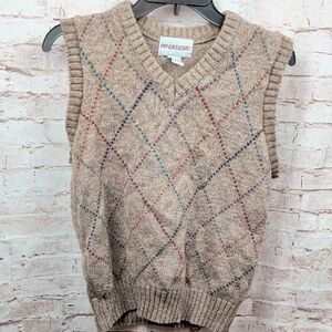 McGregor Women's Tan Argyle Wool  Sweater Vest Medium